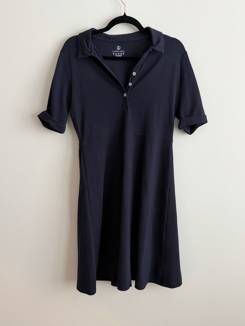 Lands’ End Short Sleeve Polo Dress Navy Blue Women’s Size Small